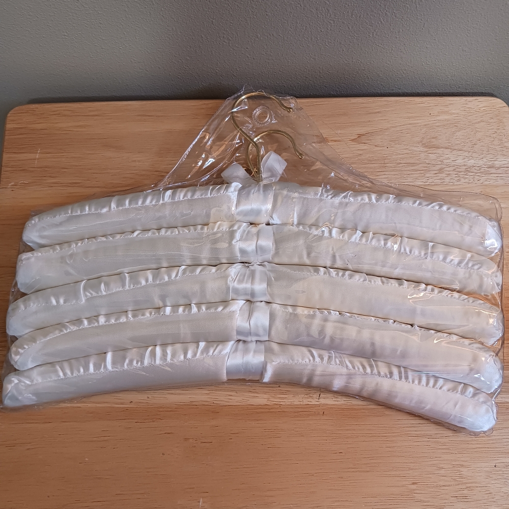 White Satin Hangers Set of 5 - Picture 3 of 3